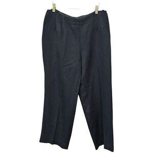 Vtg Talbots Womens Pants Black Sz 14W PETITE Wool Silk Textured Trousers